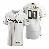 Miami Marlins Customized Nike White Stitched MLB Flex Base Golden Edition Jersey,baseball caps,new era cap wholesale,wholesale hats